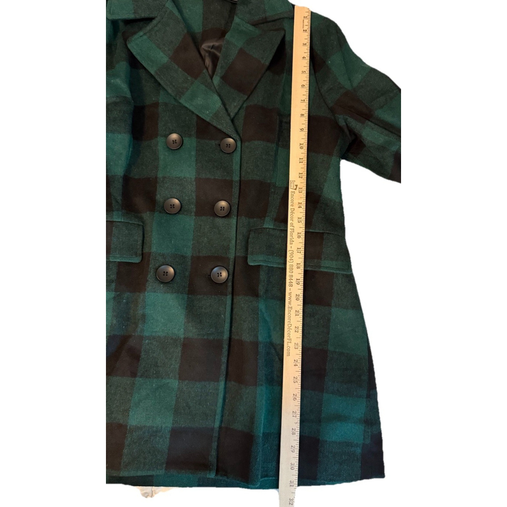 NWOT Green And Black Plaid Women’s Coat XL, Holiday , Warm, Pea Coat, Winter - Picture 8 of 9
